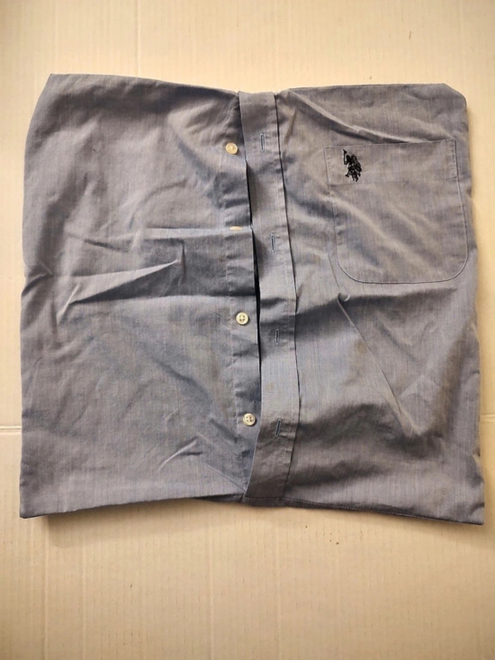 S. Polo Assn. Blue Chambray Button-Down Shirt Style Throw Pillow Cover Case